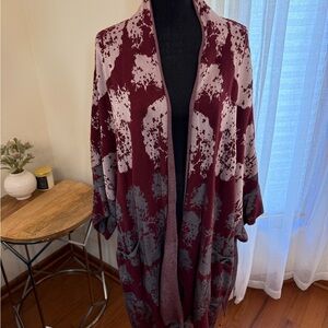 MarlaWynne Burgundy and Gray Cardigan